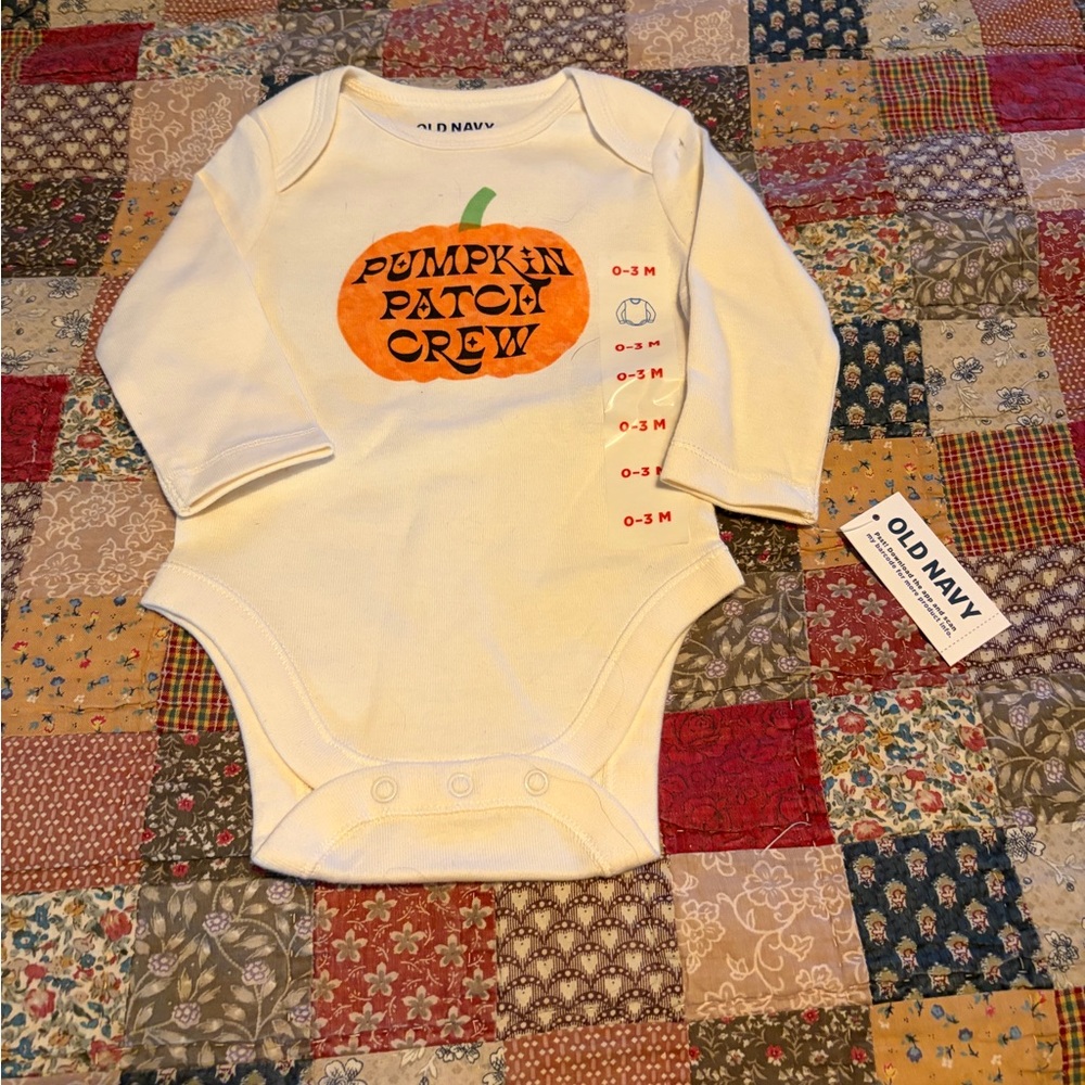 Old Navy Cream Pumpkin Baby Onesie